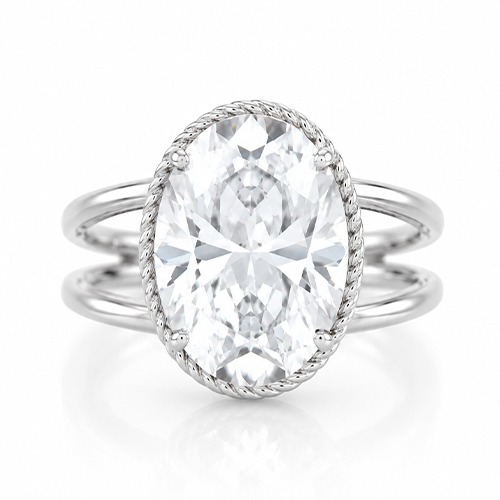 Sterling silver Lena design oval cubic zirconia double band ring 12mm wide