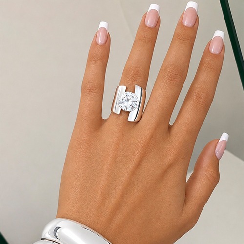 Sterling silver Roma design cubic zirconia band ring 25mm wide - Image 6