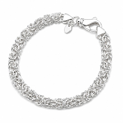 Sterling silver byzantine link design bracelet 6mm wide