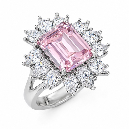 Sterling silver Netta design light pink cubic zirconia ring 19mm wide - Image 2