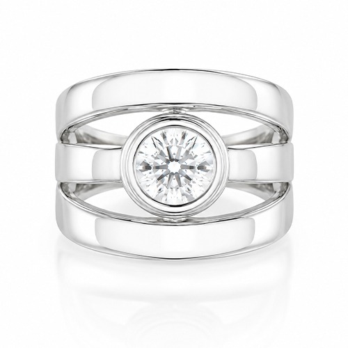 Sterling silver Dayna design cubic zirconia triple band ring 18mm wide