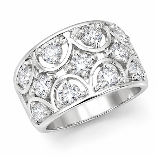 Sterling silver Amelia design cubic zirconia band ring 15mm wide