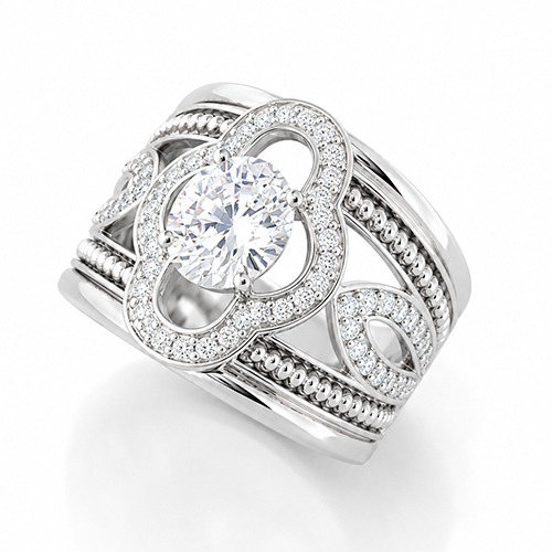 Sterling silver Lenore design cubic zirconia band ring 17mm wide - Image 2