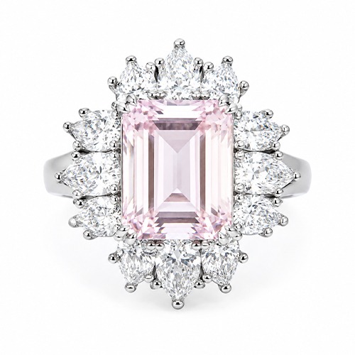 Sterling silver Netta design light pink cubic zirconia ring 19mm wide