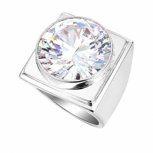 Sterling silver Juliette design bold square cubic zirconia band ring 21mm wide