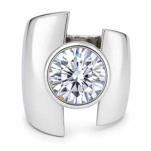 Sterling silver Roma design cubic zirconia band ring 25mm wide