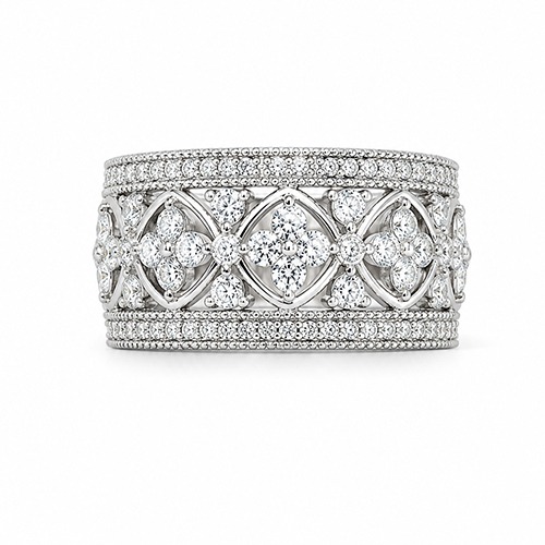 Sterling silver Kimberley design cubic zirconia band ring 10mm wide - Image 2