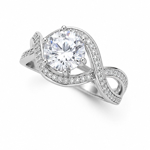 Sterling silver Evelina design cubic zirconia band ring 11mm wide - Image 2