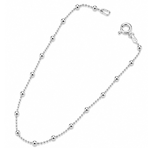 Sterling silver dainty round ball chain bracelet 2mm wide