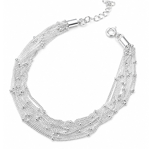 Sterling silver multiple strand ball chain bracelet 8mm wide