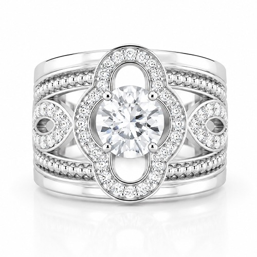 Sterling silver Lenore design cubic zirconia band ring 17mm wide