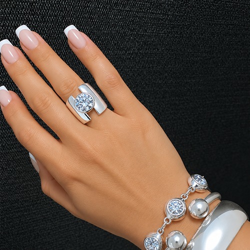 Sterling silver Roma design cubic zirconia band ring 25mm wide - Image 5