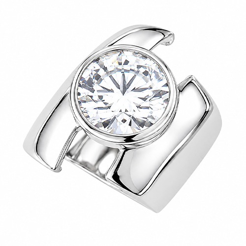 Sterling silver Roma design cubic zirconia band ring 25mm wide - Image 2