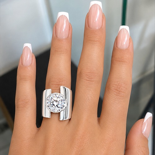 Sterling silver Roma design cubic zirconia band ring 25mm wide - Image 3