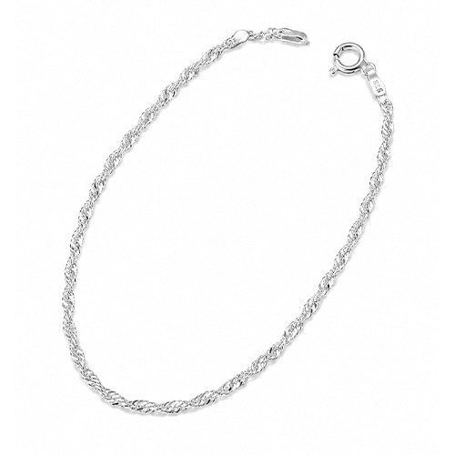 Sterling silver dainty twisted chain bracelet 2mm wide