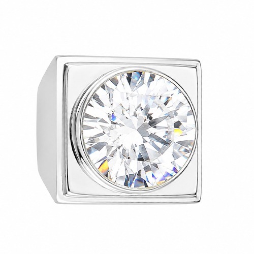 Sterling silver Juliette design bold square cubic zirconia band ring 21mm wide - Image 3