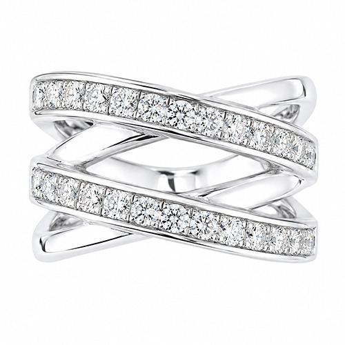 Sterling silver Ankia design cubic zirconia band ring 14mm wide