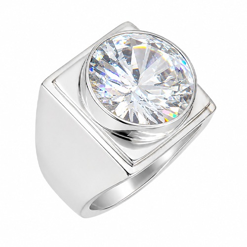 Sterling silver Juliette design bold square cubic zirconia band ring 21mm wide - Image 2