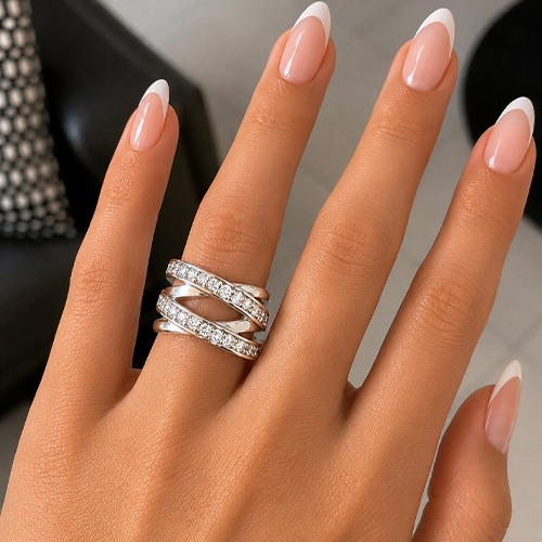 Sterling silver Ankia design cubic zirconia band ring 14mm wide - Image 3