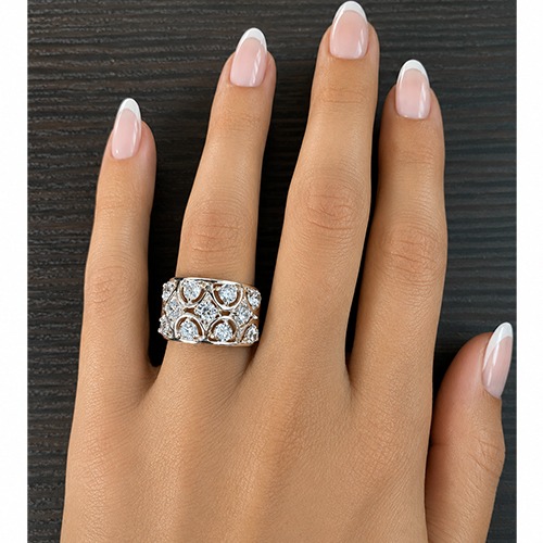 Sterling silver Amelia design cubic zirconia band ring 15mm wide - Image 3