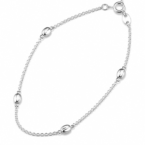 Sterling silver dainty oval ball bracelet 2mm wide