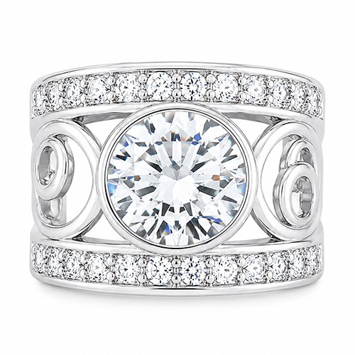 Sterling silver Michelle design bulky cubic zirconia band ring 18mm wide