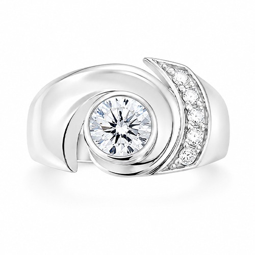 Sterling silver Hendra design unique cubic zirconia band ring 13mm wide