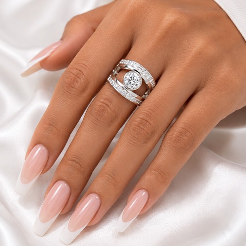 Sterling silver Kimmy design double band cubic zirconia ring 17mm wide - Image 4