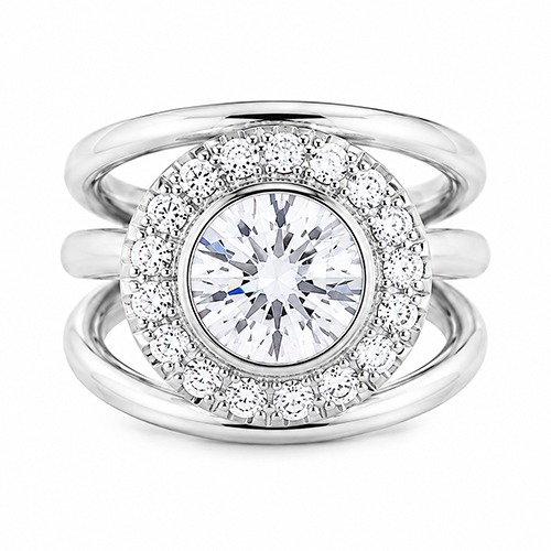 Sterling silver Juanita design cubic zirconia triple pretty band ring 18mm wide