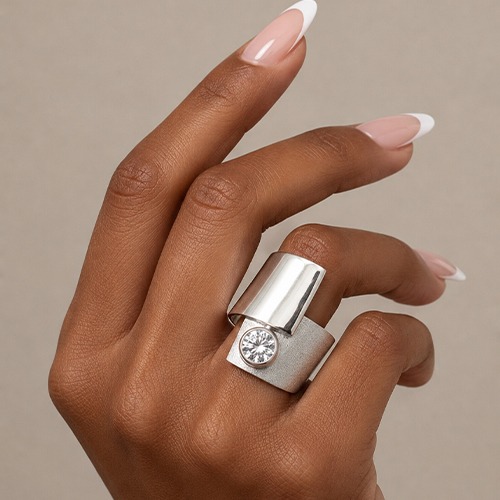 Sterling silver Stella design matte wrap band ring 22mm wide