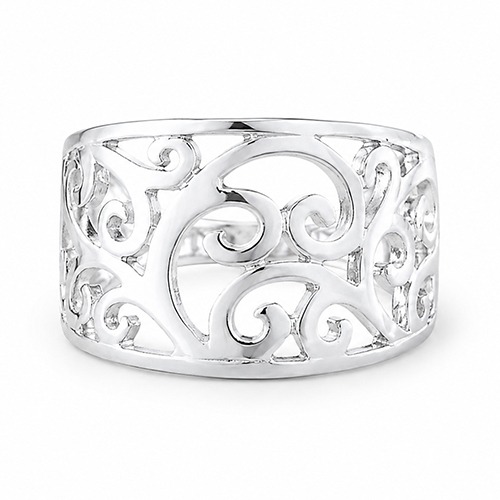 Sterling silver Anel design classic fillagree band ring 15mm wide
