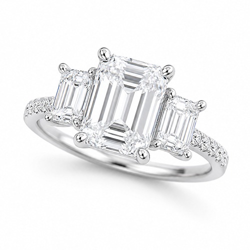 Sterling silver 1.00ct Brilliant triple Emerald cut Moissanite ring 9mm wide - Image 2
