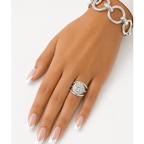 Sterling silver Juanita design cubic zirconia triple pretty band ring 18mm wide - Image 3