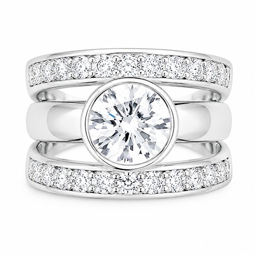 Sterling silver Sharon design classic triple band cubic zirconia ring 17mm wide