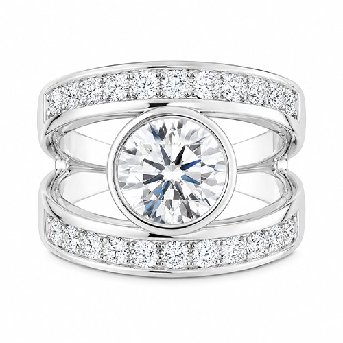Sterling silver Kimmy design double band cubic zirconia ring 17mm wide