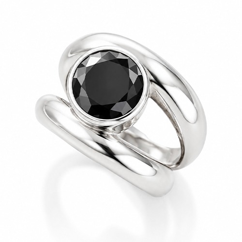 Sterling silver Adel design double band black cubic zirconia 16mm wide - Image 2