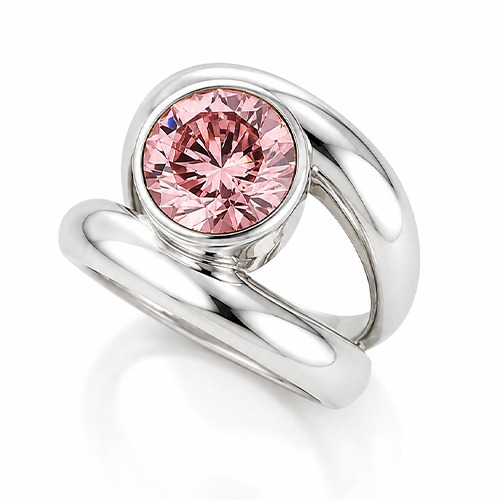 Sterling silver Adel design double band pink cubic zirconia 16mm wide - Image 2