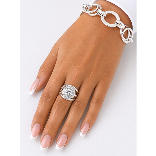 Sterling silver Juanita design cubic zirconia triple pretty band ring 18mm wide - Image 5