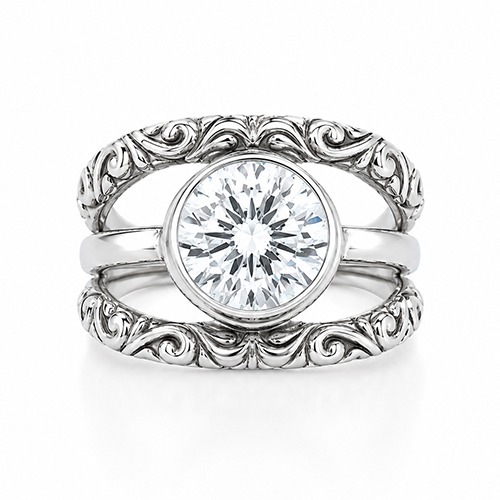 Sterling silver Lorna design white cubic zirconia band ring 16mm wide