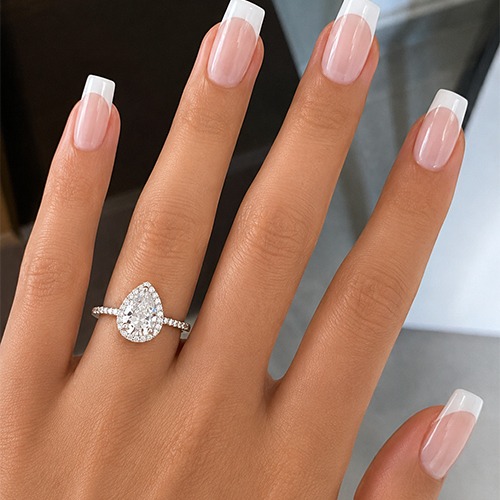 Sterling silver 1.00ct Brilliant Pear shape Moissanite ring 12mm wide - Image 2