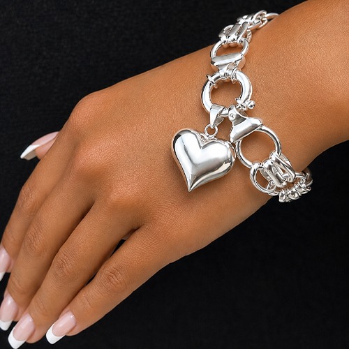 Sterling silver classic heart charm / pendant 25mm size