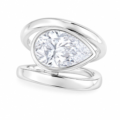 Sterling silver Brenda design white cubic zirconia teardrop double band ring 16mm wide - Image 2