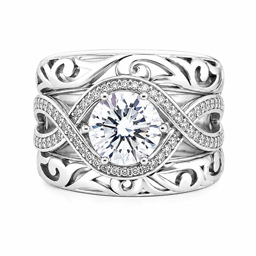 Sterling silver Perrita design stack ring 3 ring stack ring 15mm wide