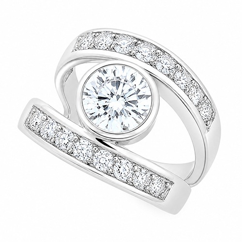Sterling silver Kimmy design double band cubic zirconia ring 17mm wide - Image 3