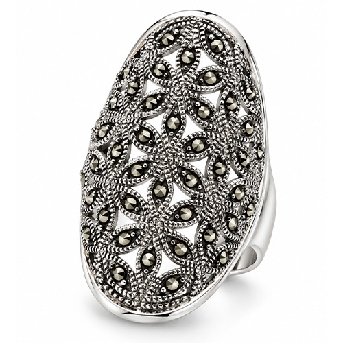 Sterling silver Marcasite stone Bridget design statement ring 30mm wide - Image 3