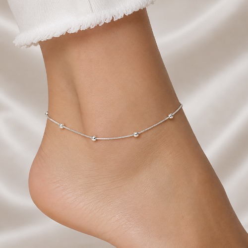 Sterling silver Andrea design snake chain ball Anklet 3mm wide