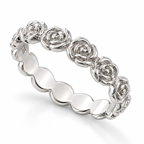 Sterling silver Rosie design eternity band stacking ring 4mm wide