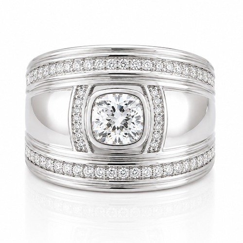 Sterling silver Angie design cubic zirconia band ring 17mm wide