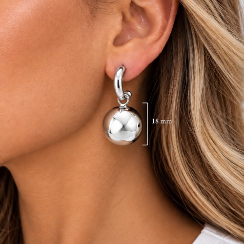 Sterling silver classic ball pretty women earrings 10mm, 14mm or 18mm ball size - Image 4