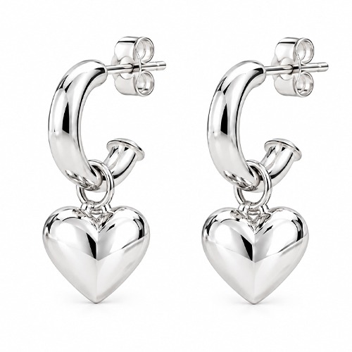 Sterling silver heart pretty women earrings 10mm, 13mm or 19mm heart size